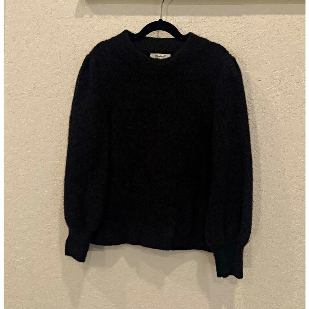 Madewell Women’s Black Wool Blend Textured Knit Crewneck Sweater XS